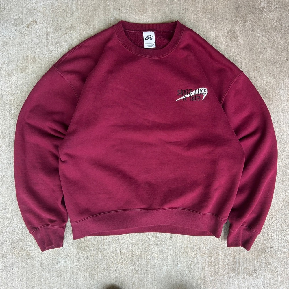 Nike SB Skate Like a Girl Sweatshirt Medium Maroon Boxy Graphic Crewneck Skater